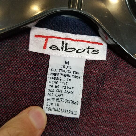 VTG Talbots Women Diamond Button Up Cardigan Sweater Sz M Gold Buttons Classy - Picture 8 of 8